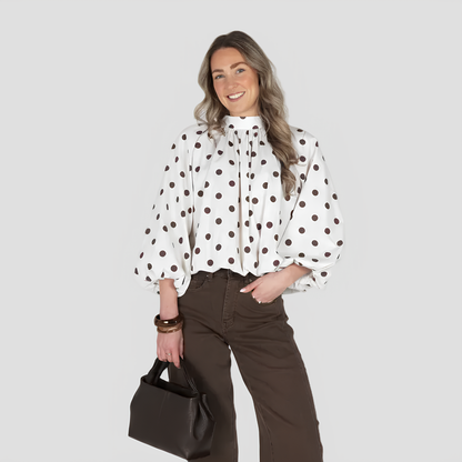 BLOUSE WITH CHOCO POLKA DOTS