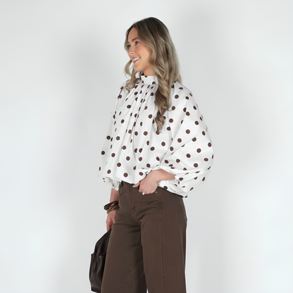 BLOUSE WITH CHOCO POLKA DOTS