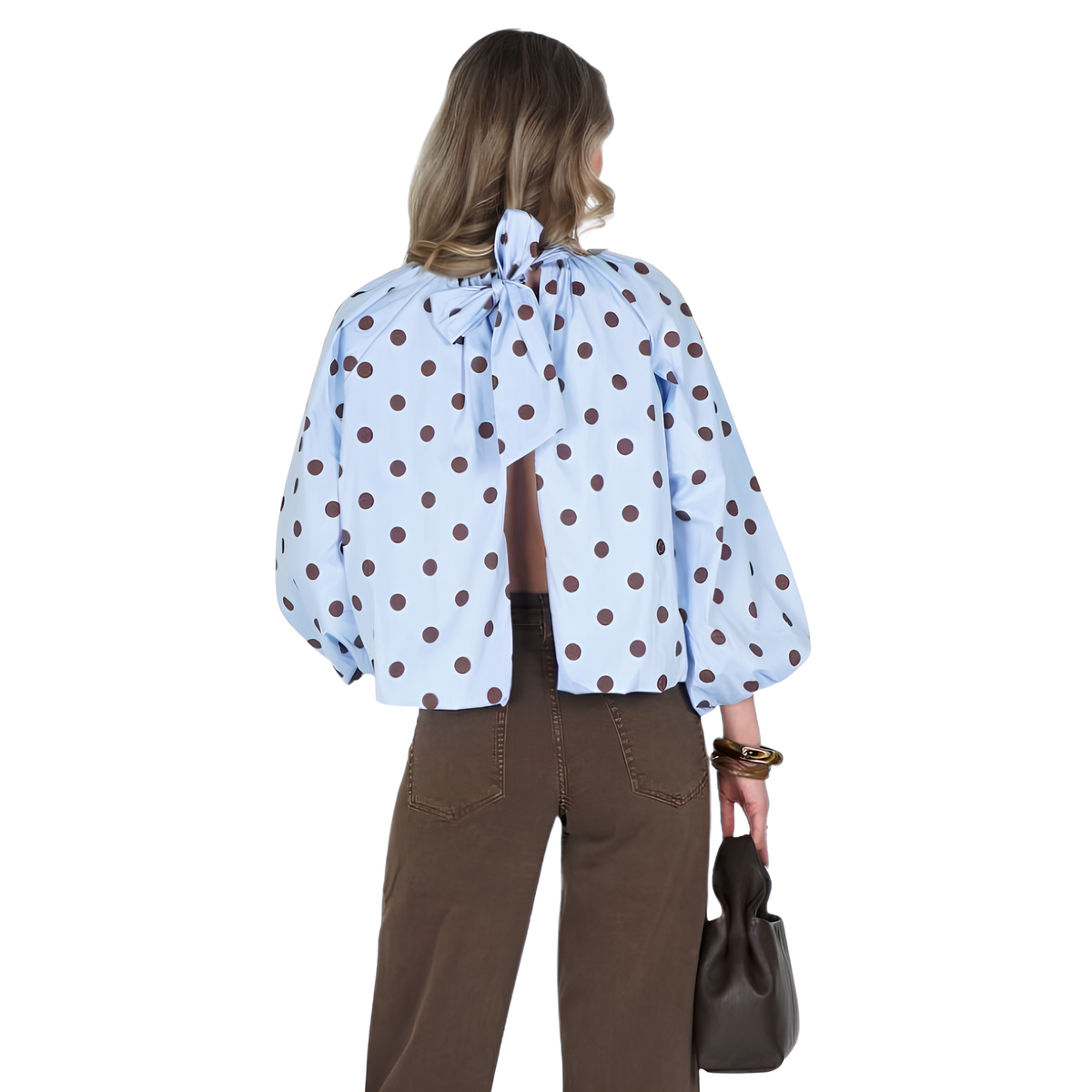 BLOUSE WITH CHOCO POLKA DOTS