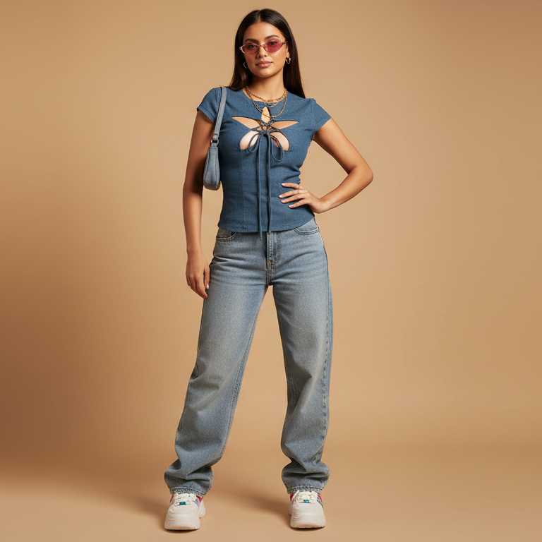 Denim Star Top