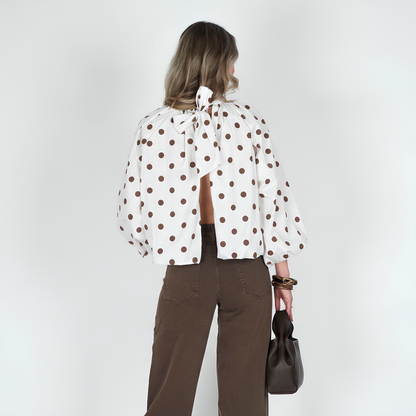BLOUSE WITH CHOCO POLKA DOTS