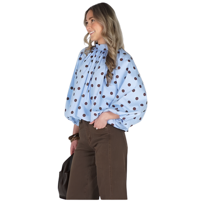 BLOUSE WITH CHOCO POLKA DOTS