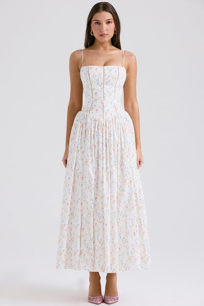 White Ysabella Cotton Maxi Sundress