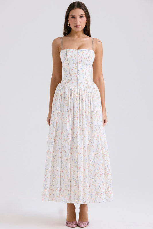 White Ysabella Cotton Maxi Sundress