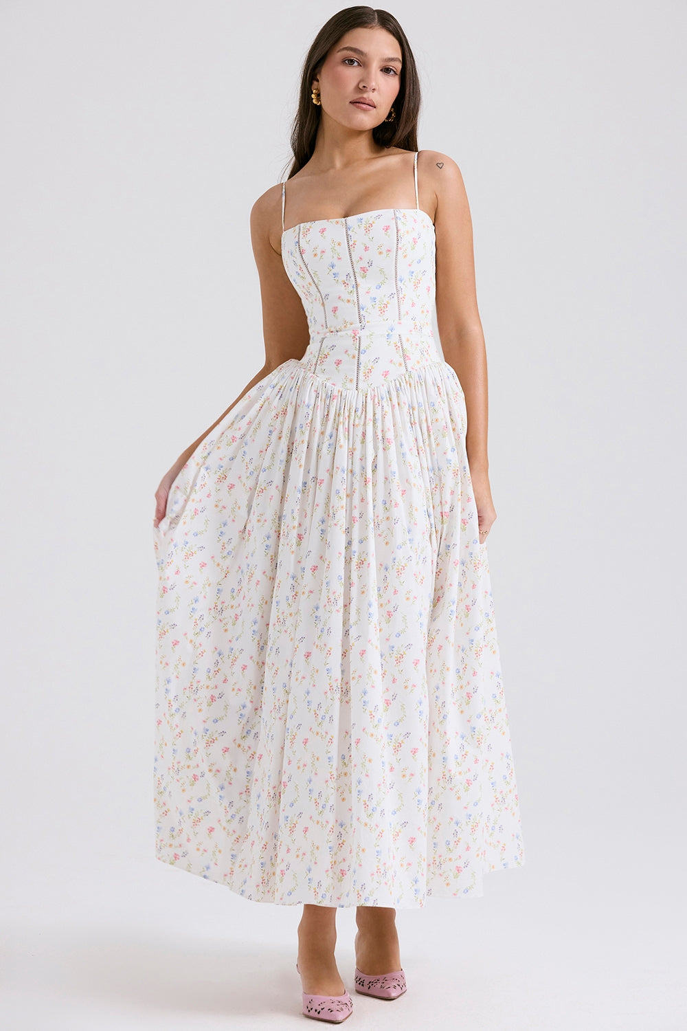 White Ysabella Cotton Maxi Sundress
