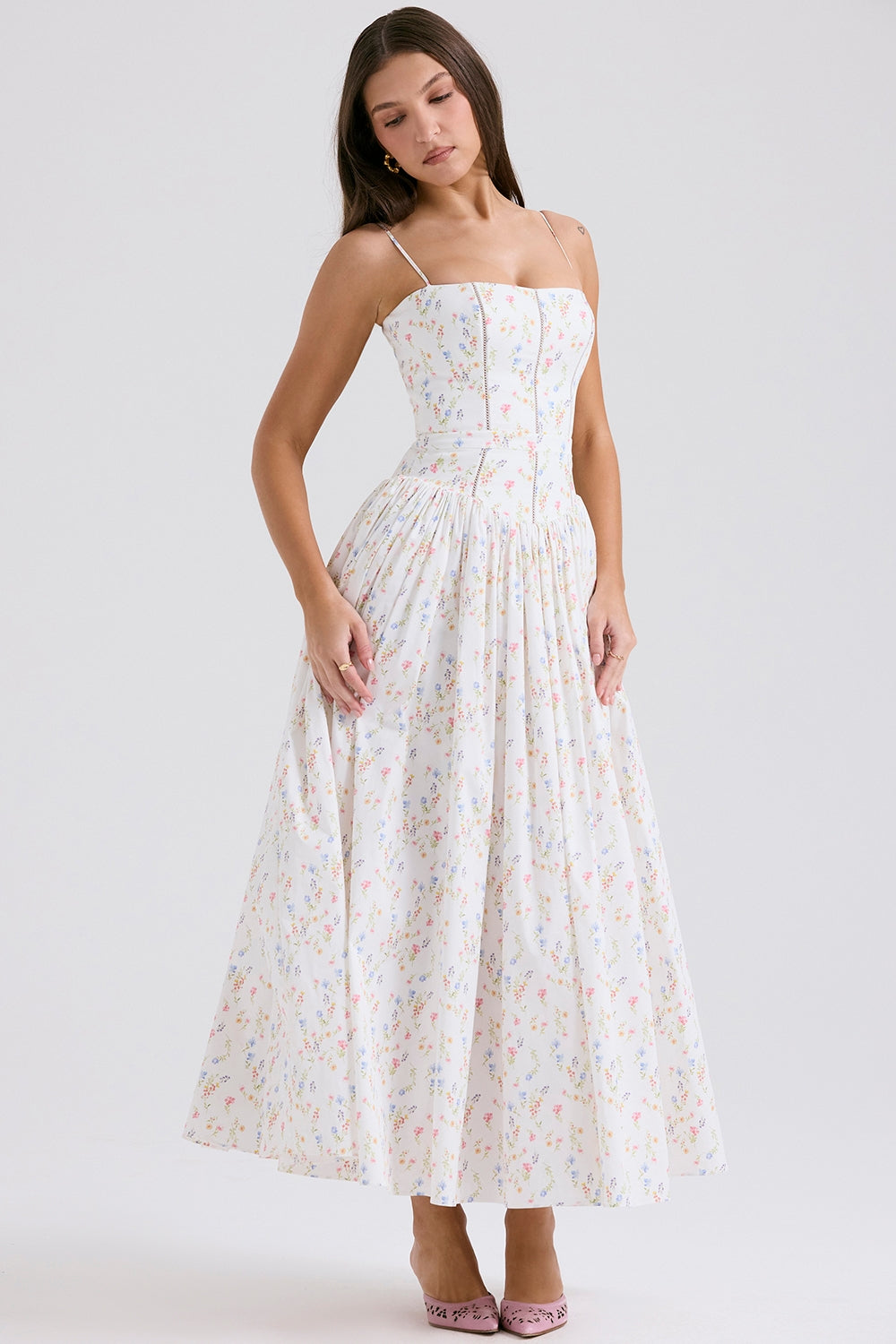 White Ysabella Cotton Maxi Sundress