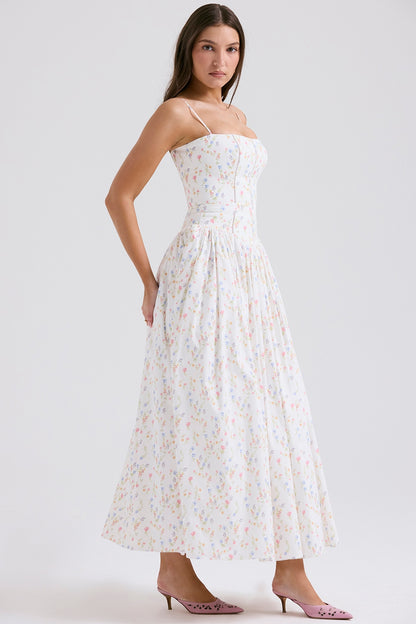 White Ysabella Cotton Maxi Sundress
